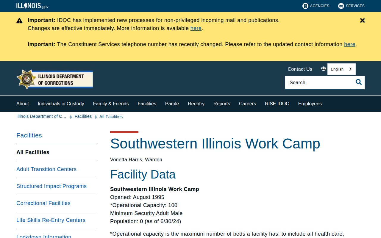 Official IDOC Southwestern Illinois Work Camp page