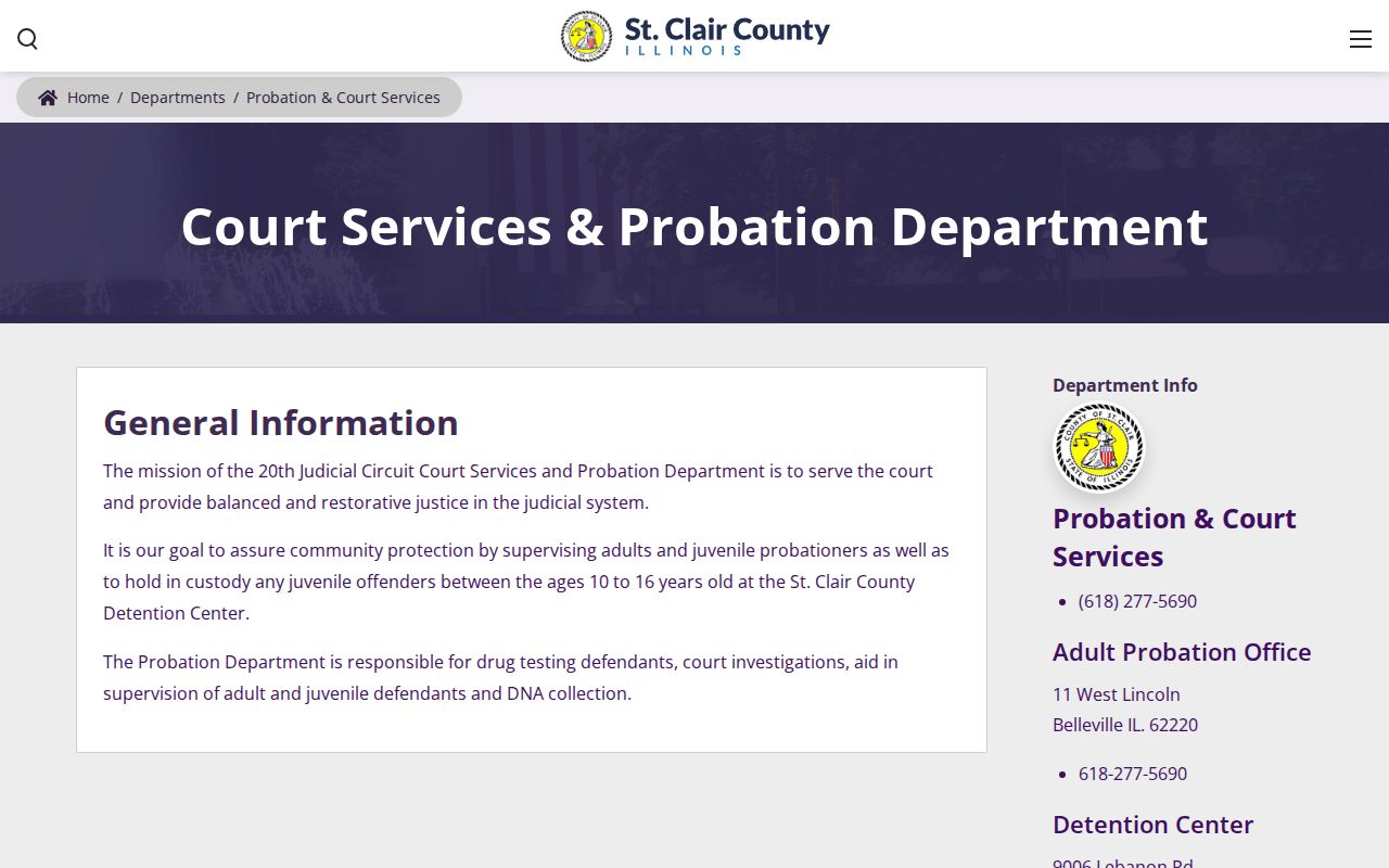 St. Clair County Probation and Court Services page